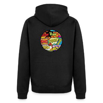 Comic-Stil - Unisex Premium Bio Zip Hoodie - Schwarz - Hinten - Nico (187cm)