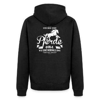 Pferde Shirt-Coole Oma - Unisex Premium Bio Zip Hoodie - Schwarz - Hinten - Nico (187cm)