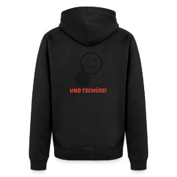 Motorrad Tshirt Lustig Motorradfahrer Geschenk - Unisex Premium Bio Zip Hoodie - Schwarz - Hinten - Nico (187cm)