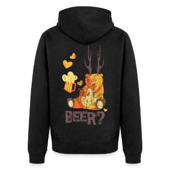 BEAR? - beer beer tent bear bear shirt motif - Unisex Premium Organic Zip Hoodie - black - Back - Nico (187cm)