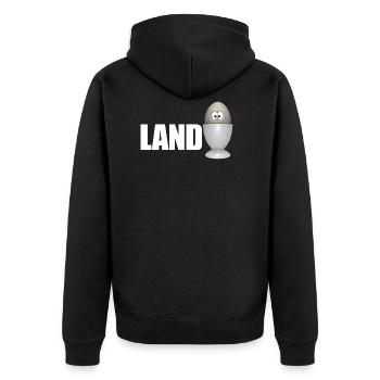 Landei - Unisex Premium Bio Zip Hoodie - Schwarz - Hinten - Nico (187cm)