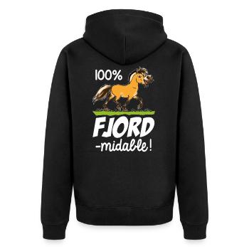 Cheval fjord fjord'midable (texte blanc) - Veste à capuche bio Premium Unisexe - noir - Dos - Nico (187cm)