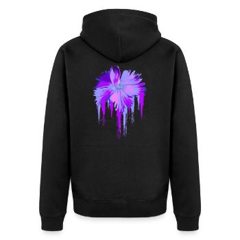 Lila Blume - Unisex Premium Bio Zip Hoodie - Schwarz - Hinten - Nico (187cm)