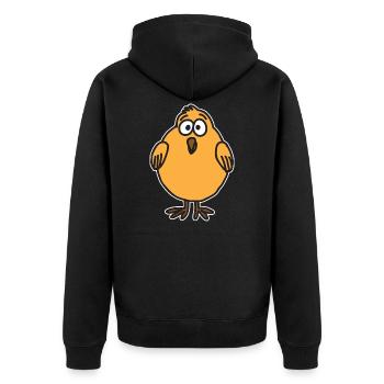 Kueken - Unisex Premium Bio Zip Hoodie - Schwarz - Hinten - Nico (187cm)