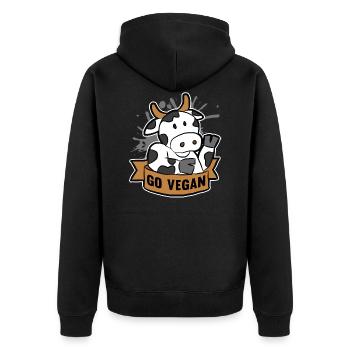 Go Vegan - Unisex Premium Bio Zip Hoodie - Schwarz - Hinten - Nico (187cm)