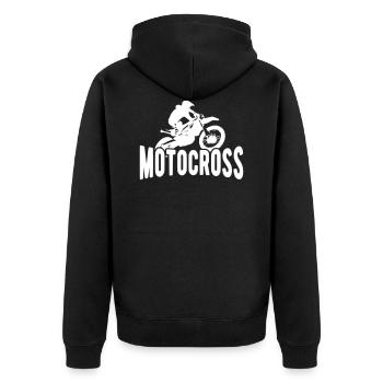 Moto-Cross - Unisex Premium Bio Zip Hoodie - Schwarz - Hinten - Nico (187cm)