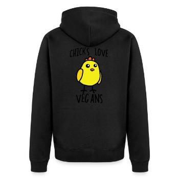 Vegan - Unisex Premium Bio Zip Hoodie - Schwarz - Hinten - Nico (187cm)