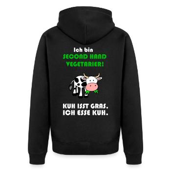 Cow vegetarian - Unisex Premium Organic Zip Hoodie - black - Back - Nico (187cm)