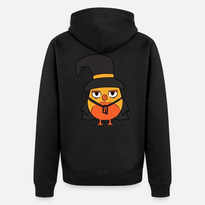 Halloween Eule Zauberer Hexe - Unisex Premium Bio Zip Hoodie - Schwarz