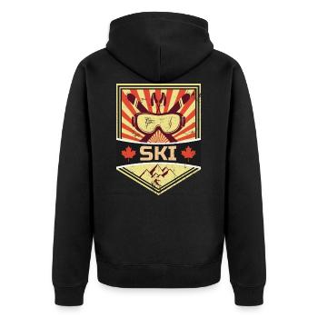 Propagande de ski | Sports d'hiver Vacances d'hiver - Veste à capuche bio Premium Unisexe - noir - Dos - Nico (187cm)