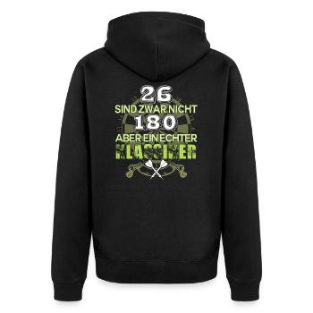 Dart 26 Are Not 180 Darts Player Darts Classic - Unisex Premium Organic Zip Hoodie - black - Back - Nico (187cm)
