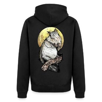Norwegische Waldkatze 2 - Unisex Premium Bio Zip Hoodie - Schwarz - Hinten - Nico (187cm)
