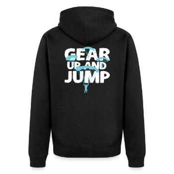 Fallschirmsprung Tandemsprung Fallschirm - Unisex Premium Bio Zip Hoodie - Schwarz - Hinten - Nico (187cm)