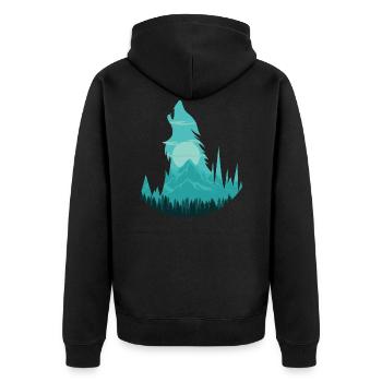 Loup hurlant à la pleine lune | Pack cadeau lune - Veste à capuche bio Premium Unisexe - noir - Dos - Nico (187cm)