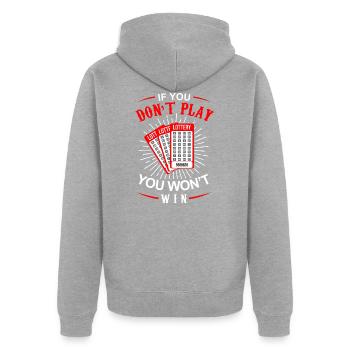 Lottoticket Lottospieler Lottoschein - Unisex Premium Bio Zip Hoodie - Grau meliert - Hinten - Nico (187cm)