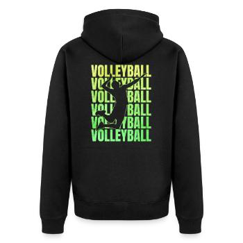 Volleyball Volleyballer Spiel - Unisex Premium Bio Zip Hoodie - Schwarz - Hinten - Nico (187cm)