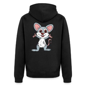 Retro Vintage Grunge Style Maus - Unisex Premium Bio Zip Hoodie - Schwarz - Hinten - Nico (187cm)