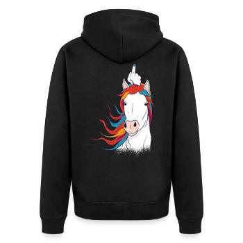 Un majeur de licorne - Veste à capuche bio Premium Unisexe - noir - Dos - Nico (187cm)