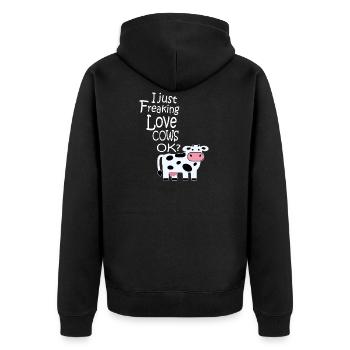 I just freaking love cows Geschenk bauer kuh liebe - Unisex Premium Bio Zip Hoodie - Schwarz - Hinten - Nico (187cm)