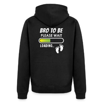 Bro to be, please wait, loading - Unisex Premium Bio Zip Hoodie - Schwarz - Hinten - Nico (187cm)