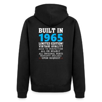 Built in 1965 - Unisex Premium Organic Zip Hoodie - black - Back - Nico (187cm)
