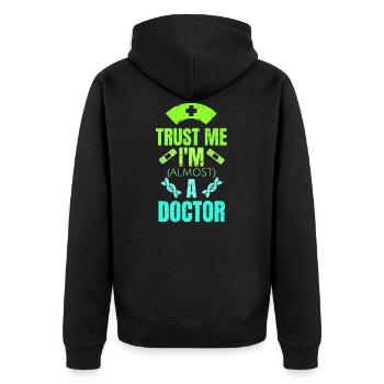 Medical student gift - Unisex Premium Organic Zip Hoodie - black - Back - Nico (187cm)