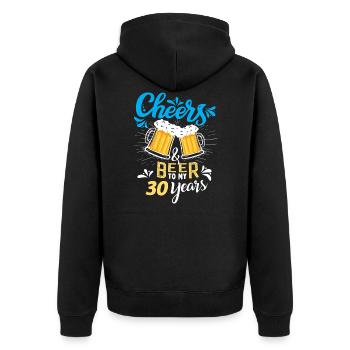 Cheers Beer to my 30 years - Unisex Premium Bio Zip Hoodie - Schwarz - Hinten - Nico (187cm)