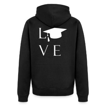 Love School Degree Bachelor Master - Unisex Premium Organic Zip Hoodie - black - Back - Nico (187cm)