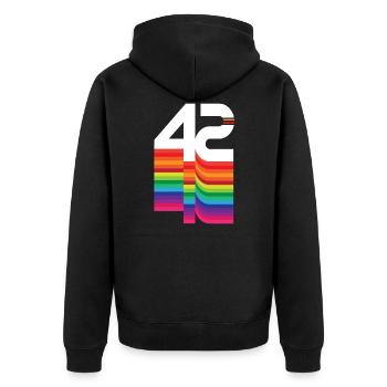 42 Jahre "Geburtstag" - Unisex Premium Bio Zip Hoodie - Schwarz - Hinten - Nico (187cm)