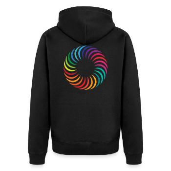 Regenbogen Kreis - Unisex Premium Bio Zip Hoodie - Schwarz - Hinten - Nico (187cm)