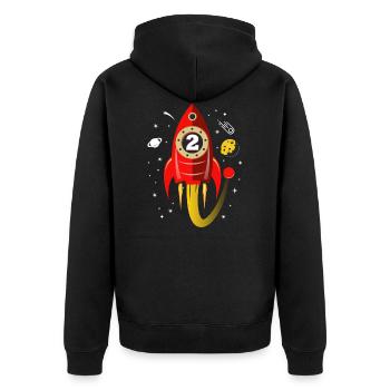 2 Jahre Geburtstag Rakete Geschenk - Unisex Premium Bio Zip Hoodie - Schwarz - Hinten - Nico (187cm)