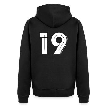 19 - Unisex Premium Organic Zip Hoodie - black - Back - Nico (187cm)