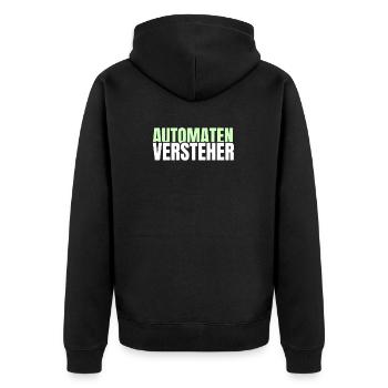 Automatenversteher Spielothek Geschenk - Unisex Premium Bio Zip Hoodie - Schwarz - Hinten - Nico (187cm)