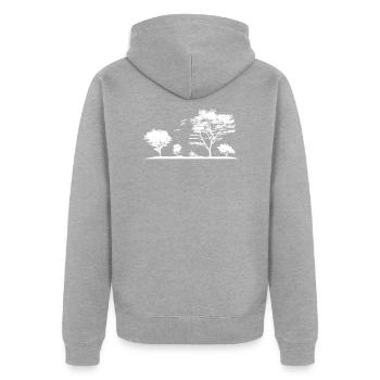 Forest - Unisex Premium Organic Zip Hoodie - heather grey - Back - Nico (187cm)