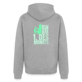 Spielothek Automat Geschenk - Unisex Premium Bio Zip Hoodie - Grau meliert - Hinten - Nico (187cm)