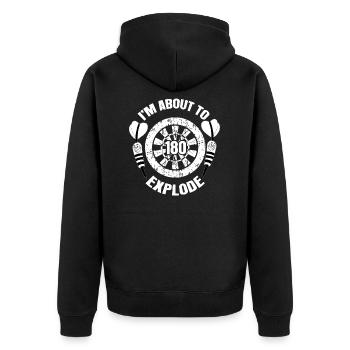Darts 180 Lustiges Geschenk | Dartfan Humor Dart - Unisex Premium Bio Zip Hoodie - Schwarz - Hinten - Nico (187cm)