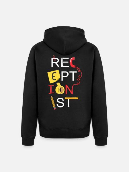 receptionist - Unisex Premium Organic Zip Hoodie - black