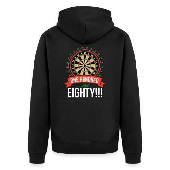 180 Without Hundred And Eighty | Dart Gifts Darts - Unisex Premium Organic Zip Hoodie - black - Back - Nico (187cm)