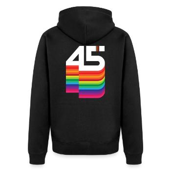45 Jahre "Geburtstag" - Unisex Premium Bio Zip Hoodie - Schwarz - Hinten - Nico (187cm)