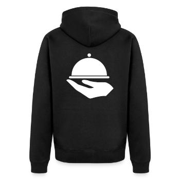 Serving - Waiter with tray - Unisex Premium Organic Zip Hoodie - black - Back - Nico (187cm)