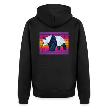panda - Unisex Premium Organic Zip Hoodie - black - Back - Nico (187cm)