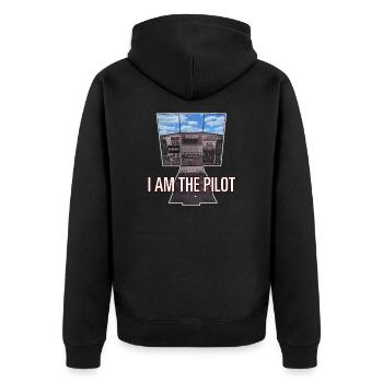 JE SUIS LE PILOTE, Jeu en 3D, Cockpit Sky - Cadeau - Veste à capuche bio Premium Unisexe - noir - Dos - Nico (187cm)