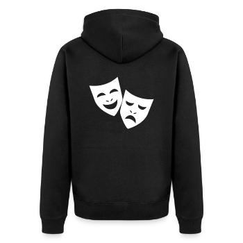 Theater - cheerful and sad mask - Unisex Premium Organic Zip Hoodie - black - Back - Nico (187cm)