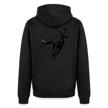Cheval, tête, tête de cheval, équitation, silhouette, crinière - Veste à capuche bio Premium Unisexe - noir - Dos - Nico (187cm)