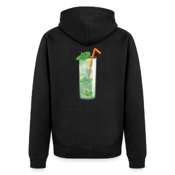 Eistee Ice Tea Glas - Unisex Premium Bio Zip Hoodie - Schwarz - Hinten - Nico (187cm)