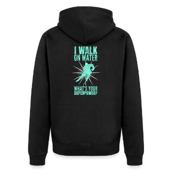 Eishockey Geschenk - Unisex Premium Bio Zip Hoodie - Schwarz - Hinten - Nico (187cm)