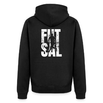 Futsal Geschenk - Unisex Premium Bio Zip Hoodie - Schwarz - Hinten - Nico (187cm)