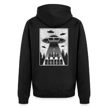 Tekno 23 Alien UFO - Veste à capuche bio Premium Unisexe - noir - Dos - Nico (187cm)