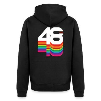 48 Jahre "Geburtstag" - Unisex Premium Bio Zip Hoodie - Schwarz - Hinten - Nico (187cm)