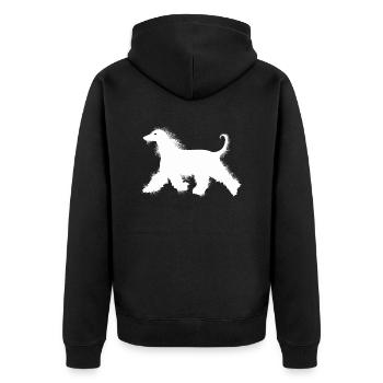 Afghanischer Windhund - Unisex Premium Bio Zip Hoodie - Schwarz - Hinten - Nico (187cm)
